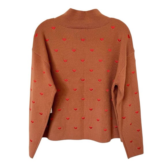 Anthropologie Maeve CARYS Mock Neck Sweater Womens Small Cedar Hearts Oversized - Picture 6 of 11